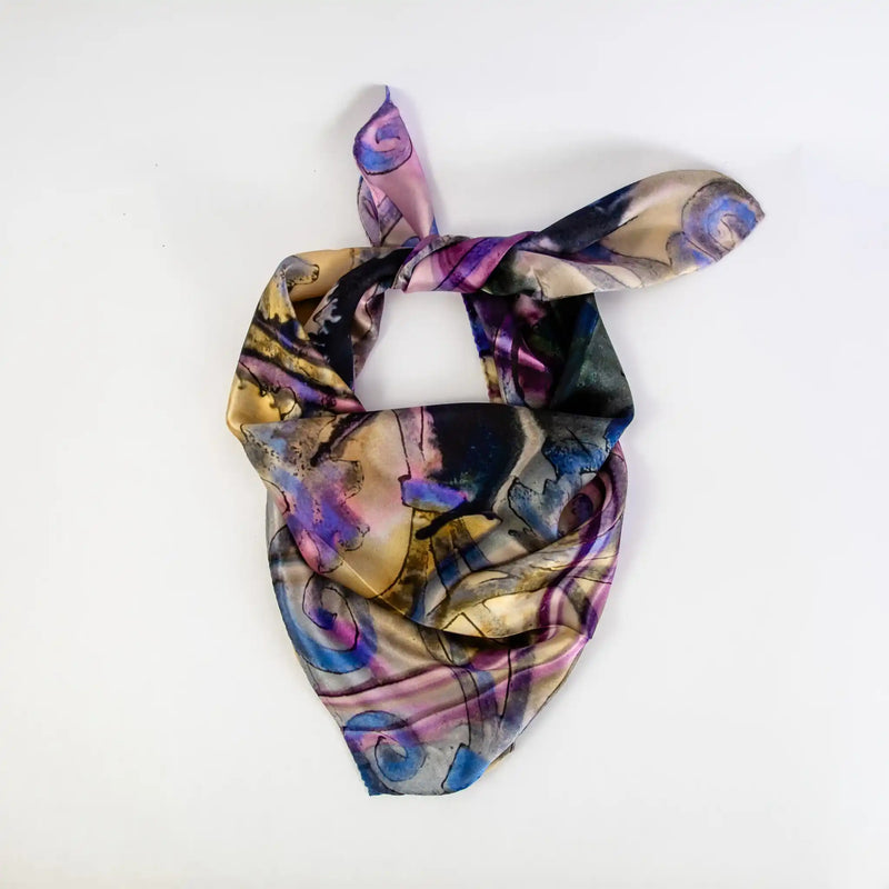 Mila+Mate Dumbarton Rod Iron Pink Satin Silk Luxury Headscarf