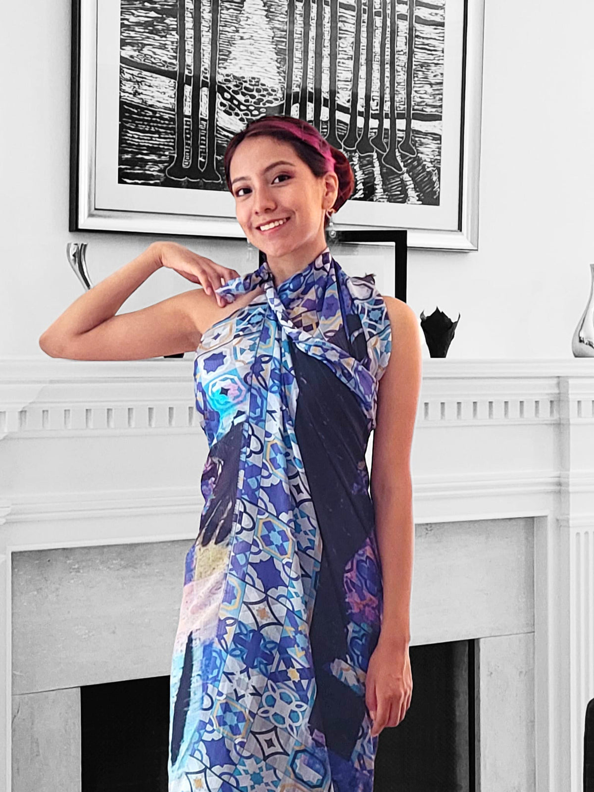Audrey Retro Blue | Piquet Silk - Mila+Mate