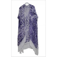 Kaftan - Beach Fringe | Blue Leopards - Mila+Mate