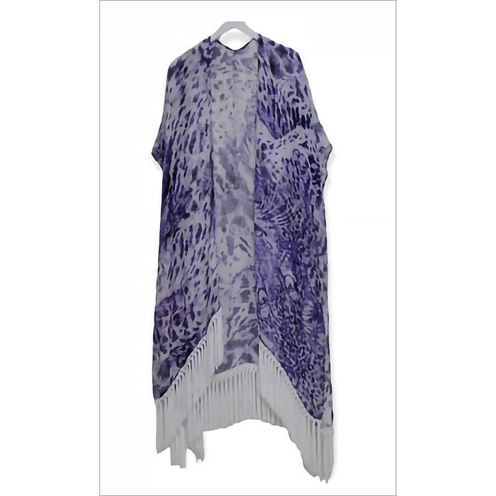 Kaftan - Beach Fringe | Blue Leopards - Mila+Mate