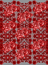 Vine Roses Grey & Red | Modal Cashmere - Mila+Mate