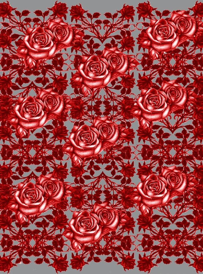 Vine Roses Grey & Red | Modal Cashmere - Mila+Mate